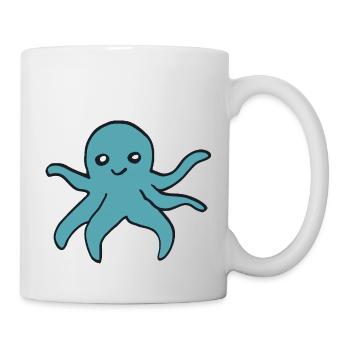 Pieuvre turquoise - Mug blanc - blanc - Droite
