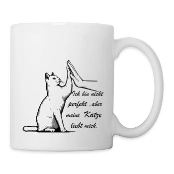 Ich bin nicht perfekt ,aber meine Katze liebt mich - Tasse - Weiß - Rechts