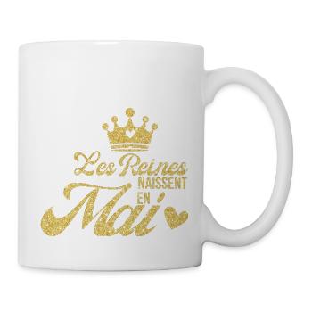 Queens are born in May with golden glitter - Mug - white - Right