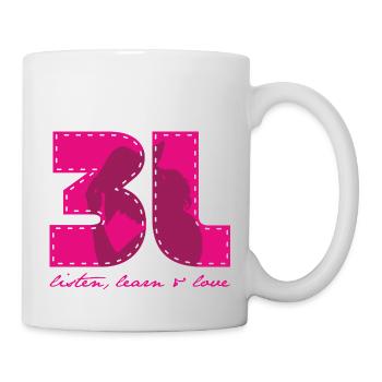 3L listen learn love pink - Tasse - Weiß - Rechts