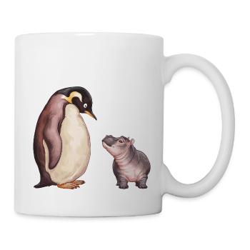Pinguin und Nilpferd Freundschaft - Tasse - Weiß - Rechts