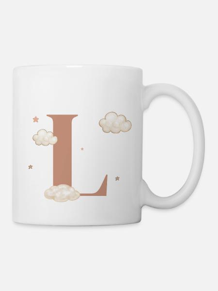 Buchstabe l bewölkt Sterne - Tasse - Weiß
