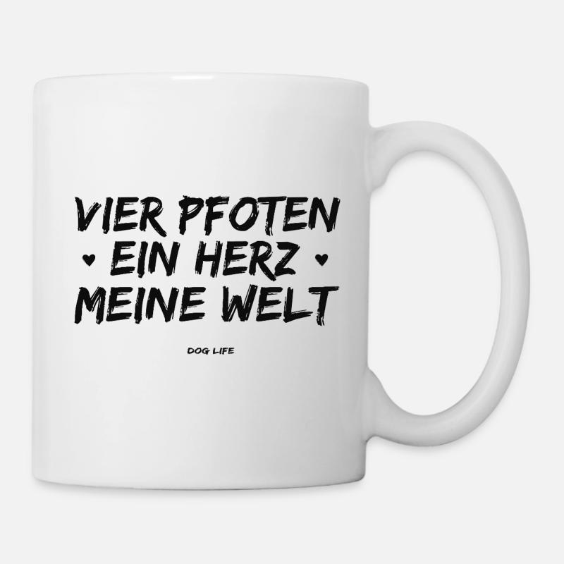 Vier Pfoten, Ein Herz, Meine Welt - Tasse - Weiß