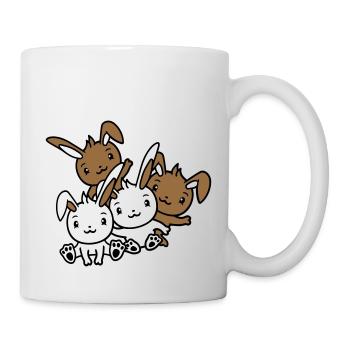 4 Hasen Freunde Team Crew Vier Lustige Geschwister - Tasse - Weiß - Rechts