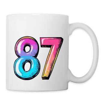 87 Zahl Bunt - Tasse - Weiß - Rechts