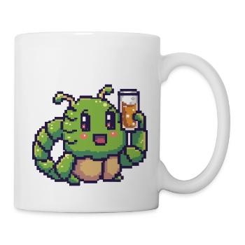 Wurm Pixel Bier - Tasse - Weiß - Rechts