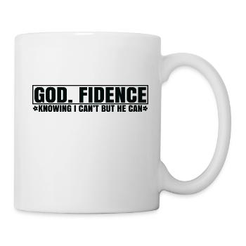 God fidence knowing i can t but he can - Mug - white - Right