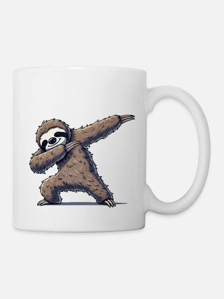 Faultier Dabbing - Tasse - Weiß