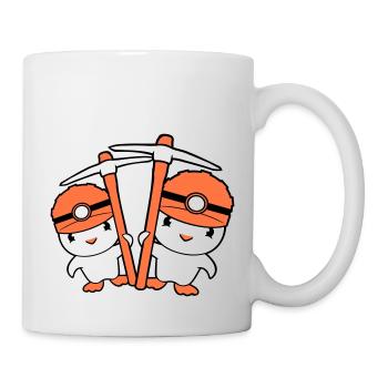 2 Enten Bergmann Spitzhacke Helm Lampe Freunde Süß - Tasse - Weiß - Rechts