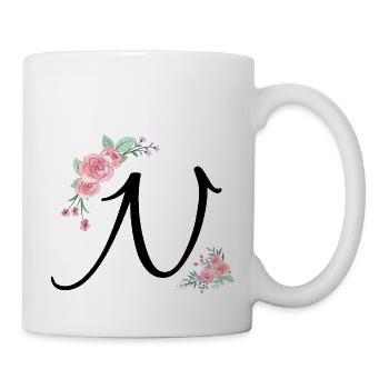 Lettre n fleurs - Mug blanc - blanc - Droite