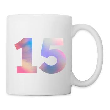 Bunte Zahl 15 - Tasse - Weiß - Rechts