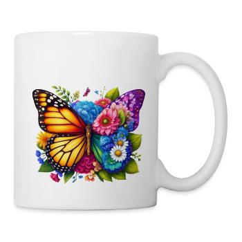 Bunter Schmetterling, von der Natur inspirierte Sommerstimmungen - Tasse - Weiß - Rechts