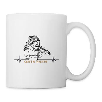 Saiten Poetin Frau mit Geige und Herzschlag - Tasse - Weiß - Rechts