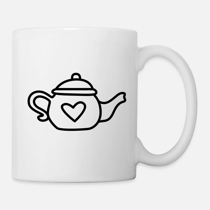 Teekanne mit Tee - Tasse - Weiß
