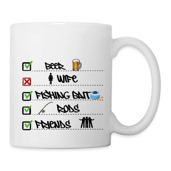 Checkliste für Prioritäten beim Angeln Lustiger Fischer - Tasse - Weiß - Rechts