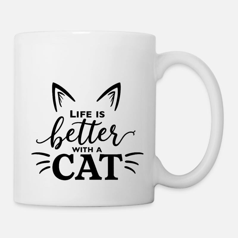 life is better with a cat - Mug - white