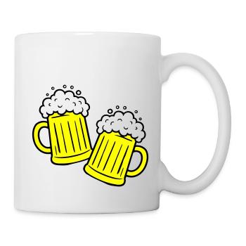 Bier Anstossen Saufen - Tasse - Weiß - Rechts