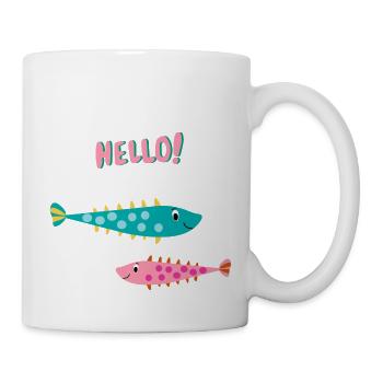Funny Fish Say Hello - Gift Idea Baby - Mug - white - Right