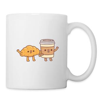 Croissant mignon et café - Mug blanc - blanc - Droite