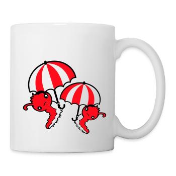 2 Chenilles volantes Parapluie Équipe Amis Vacances - Mug blanc - blanc - Droite