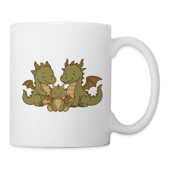 Drachenfamilie zu dritt - Tasse - Weiß - Rechts