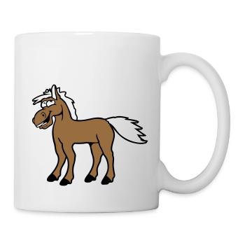 Pferd Lacht Komisch Lustige Grimasse Albern Comic - Tasse - Weiß - Rechts