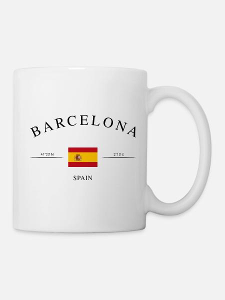 Barcelona Spanien Koordinaten Urlaub Souvenir - Tasse - Weiß