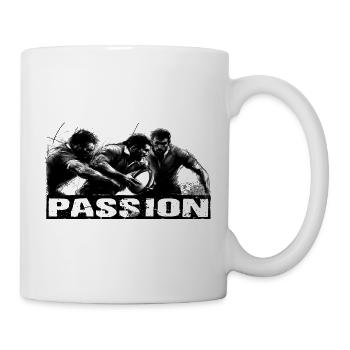 Rugby intense en noir et blanc - Mug blanc - blanc - Droite