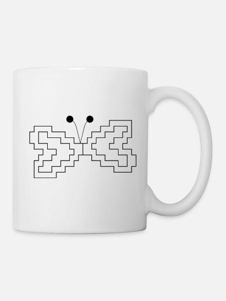 Geometrischer Schmetterling - Tasse - Weiß