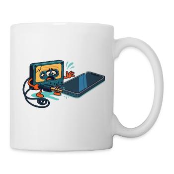 Cassette Tape vs USB Port Sarcastic Retro Joke - Mug - white - Right