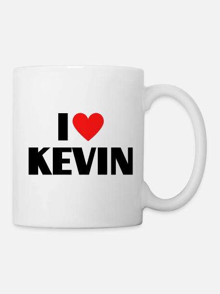 J'aime Kevin Red Heart Love Fan Gift - Mug blanc - blanc