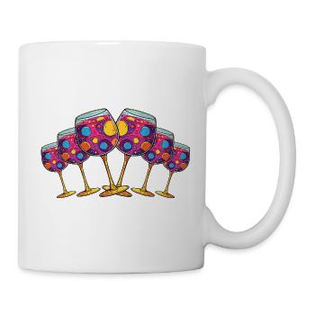 Wine glass symbol toast - Mug - white - Right