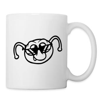 Raupe Sonnenbrille Cool Lächeln Frech Spaß Comic - Tasse - Weiß - Rechts