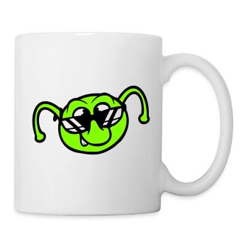 Raupe Sonnenbrille Cool Lächeln Frech Spaß Comic - Tasse - Weiß - Rechts