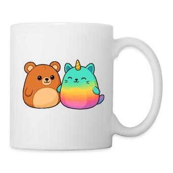 Kawaii Rainbow Unicorn and Bear - Mug - white - Right