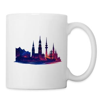 Hamburg Stadt Silhouette galaktisch edel Geschenk - Tasse - Weiß - Rechts