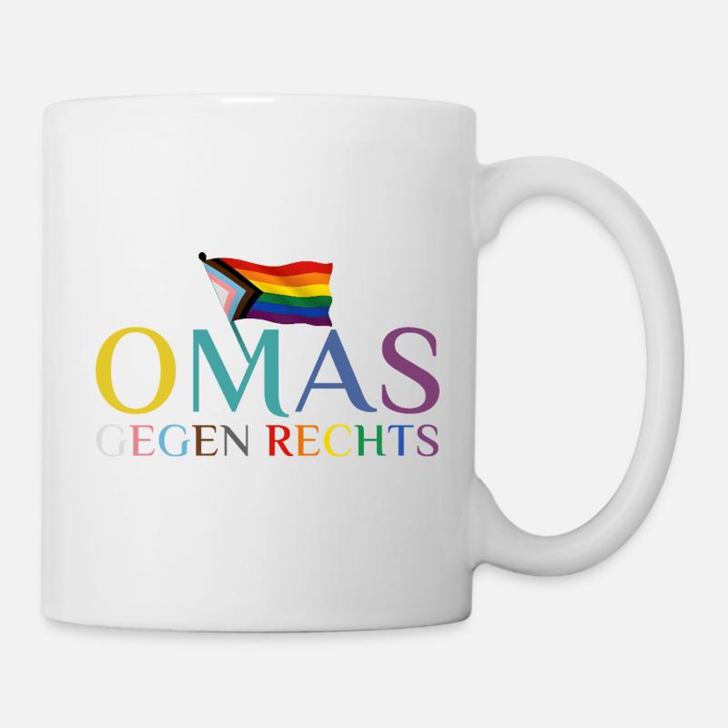 Omas gegen Rechts Regenbogen Flagge - Tasse - Weiß