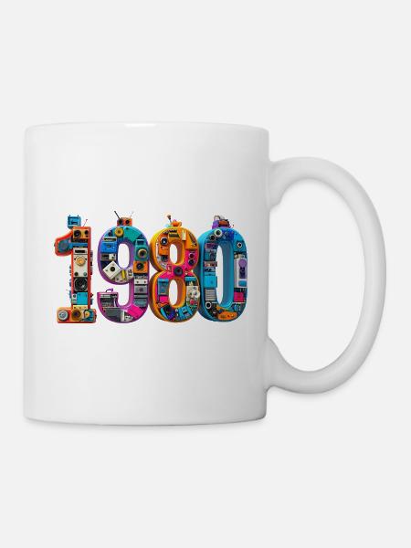 1980er Technik-Mosaik - Tasse - Weiß