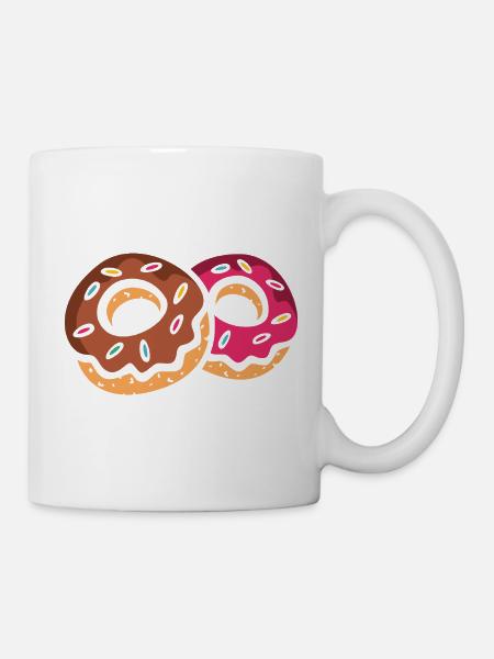 Zwei bunte Donuts mit Glasur - Tasse - Weiß