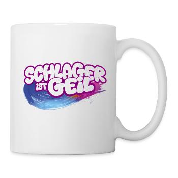 Schlager ist geil Neon Pinsel Pink Schlagermusik - Mug blanc - blanc - Droite