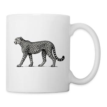 Schwarzweiß Leopard Muster - Tasse - Weiß - Rechts