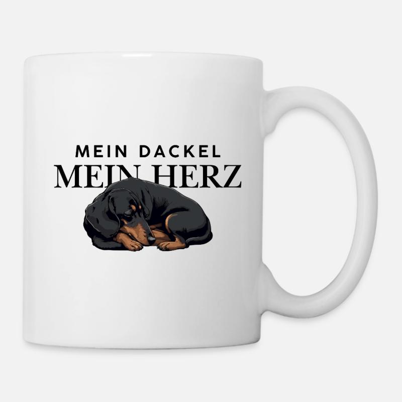 Mein_Dackel_Mein_Herz_schwarzbraun - Tasse - Weiß