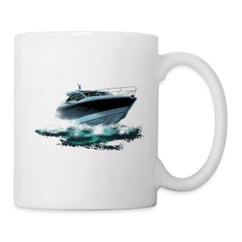 Türkis Jacht im Wasserfarbenspiel - Tasse - Weiß - Rechts