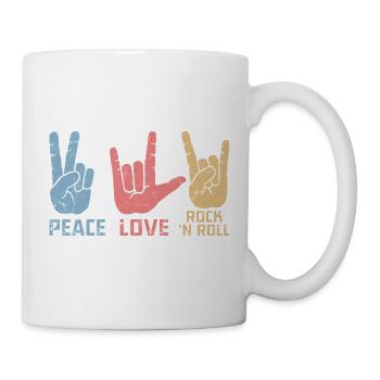 Peace Love Rock 'N Roll Music Guitar Rock Band - Mug - white - Right