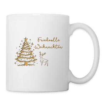 Friedvolle Weihnachten im Wald Hirsch Christbaum - Tasse - Weiß - Rechts