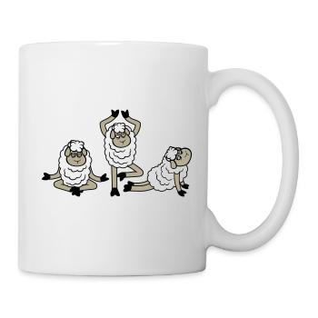 Schaf Drei Müde Erschöpft Yoga Meditation 3 Posen - Tasse - Weiß - Rechts