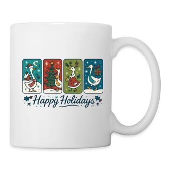 Gans Weihnachten Lustiger Weihnachtsmann Frohe Feiertage - Tasse - Weiß - Rechts
