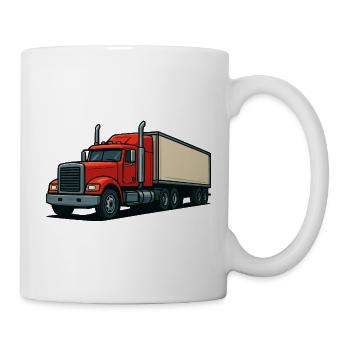 Roter Lastwagen Cartoon - Tasse - Weiß - Rechts
