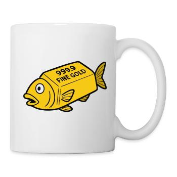 Comic Cartoon Goldfish Gold Bar Fine Gold Fish - Mug - white - Right