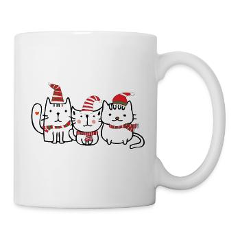 Cat trio with Christmas hats - Mug - white - Right